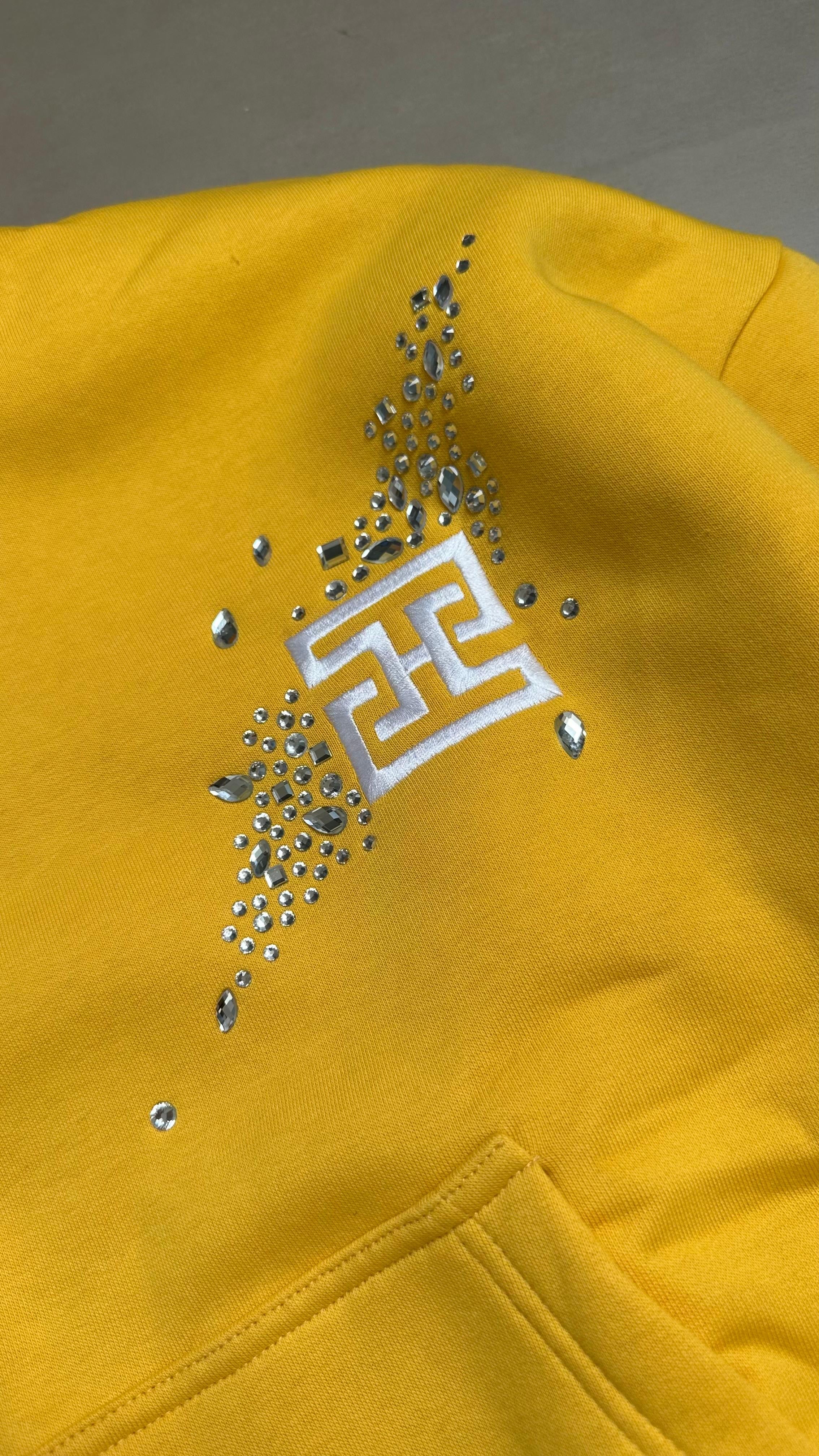 Swarovski Cropped Hoodie in Pale Yellow