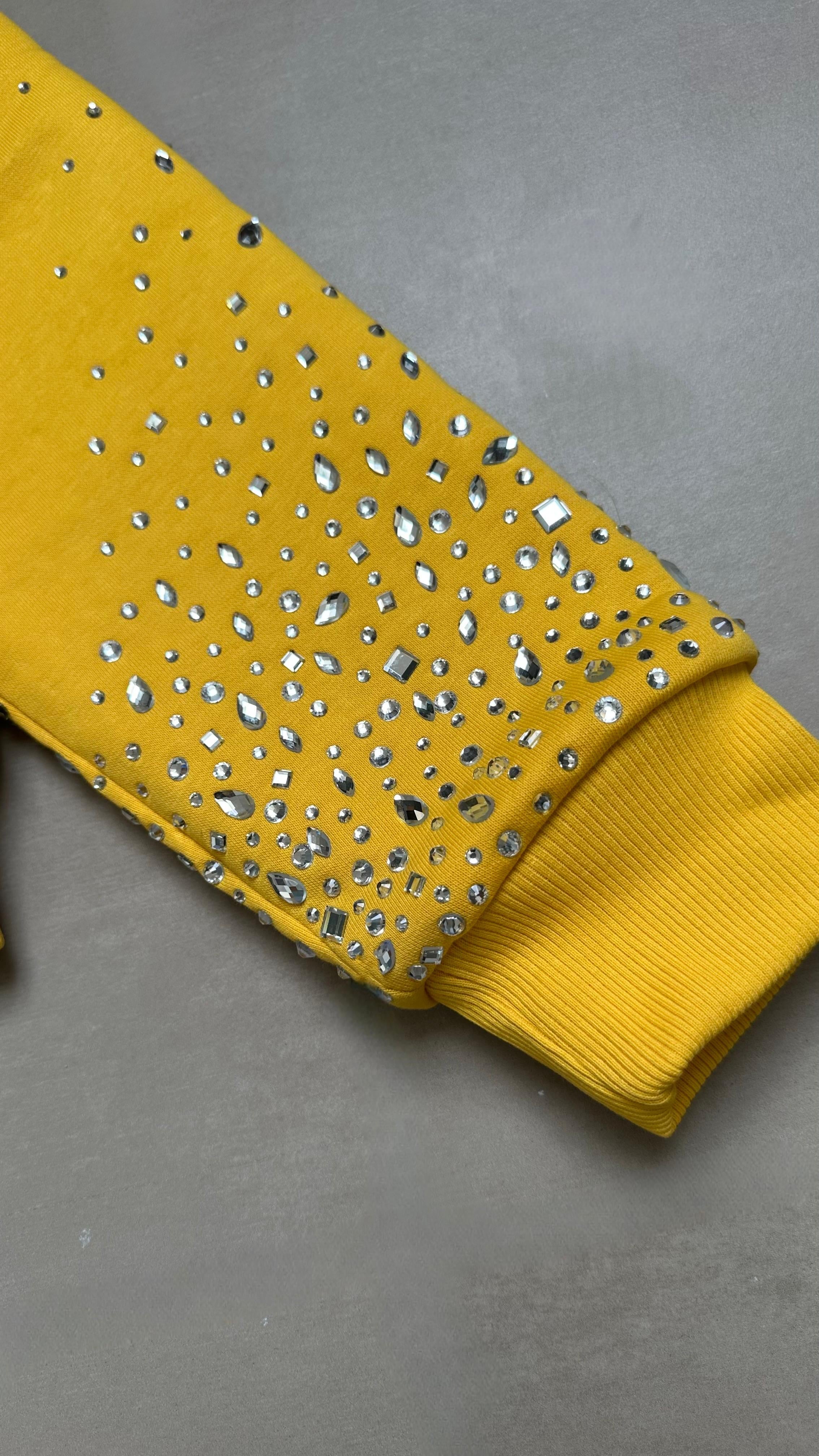 Swarovski Cropped Hoodie in Pale Yellow